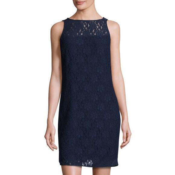 MICHAEL Michael Kors Dresses & Skirts - Michael Kors NWT Lace Shift Dress Navy Blue Floral Design Size 6